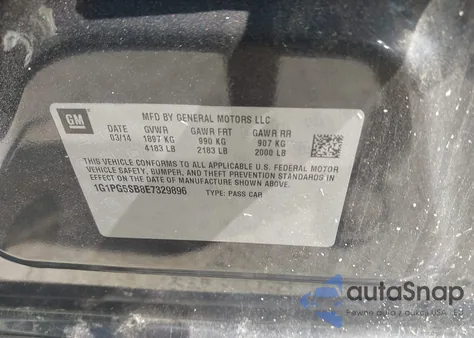 2014 Chevrolet Cruze Ltz из США, поврежденный, VIN 1G1PG5SB8E7329896